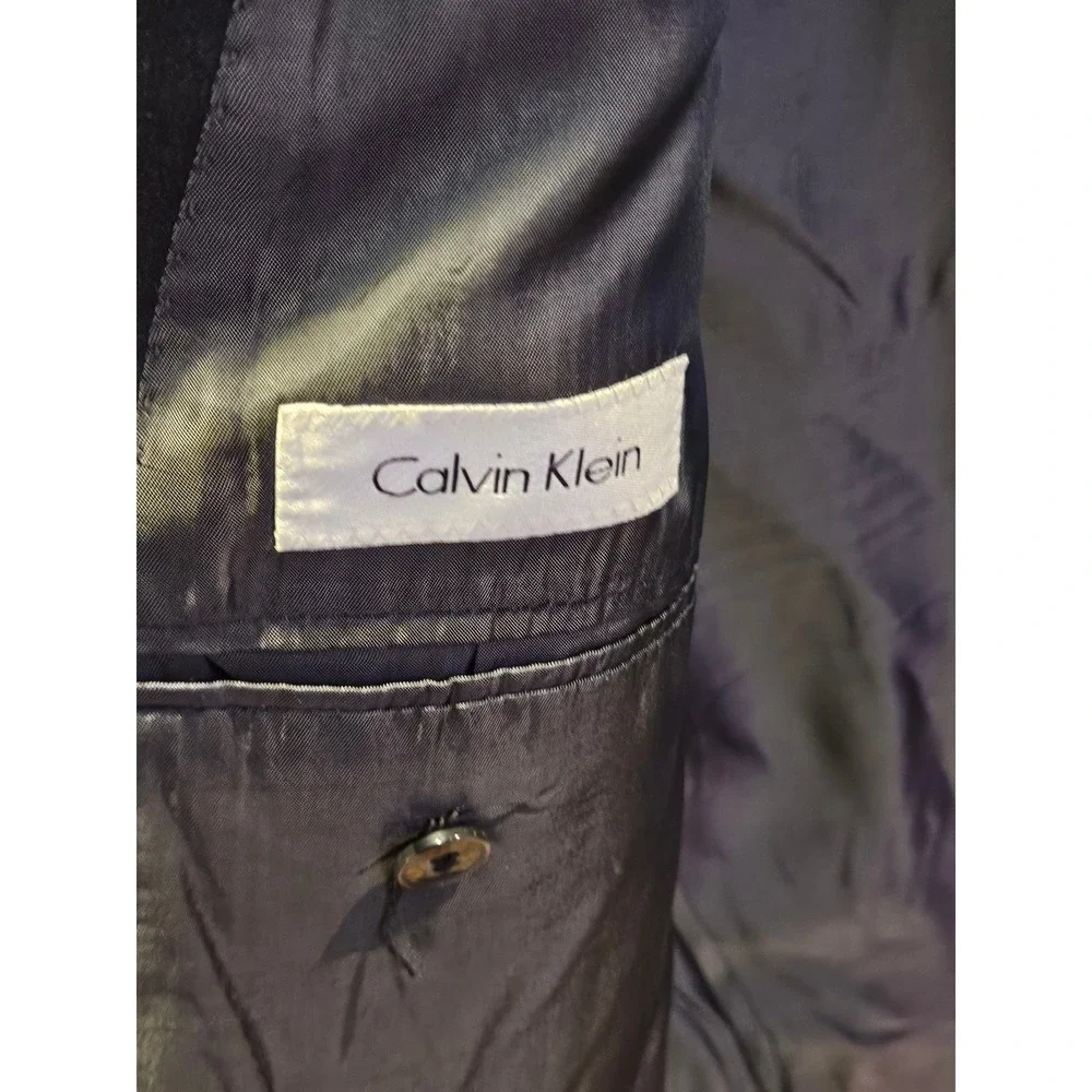 $450 Calvin‎ Klein Men's Dark Grey Slim Fit Stretch Sport Coat 100% Wool  h98